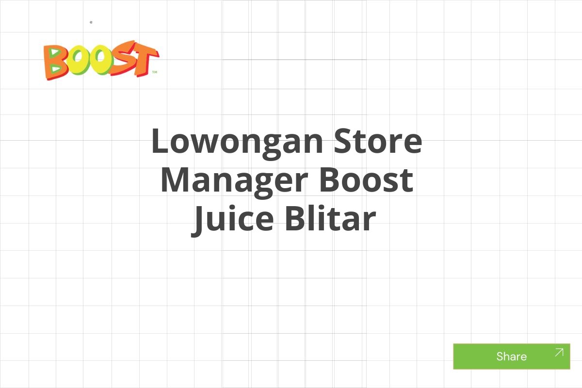 Lowongan Store Manager Boost Juice Blitar