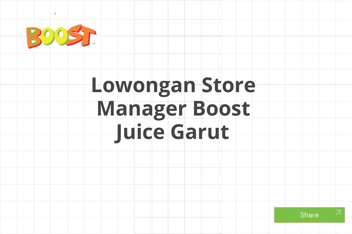 Lowongan Store Manager Boost Juice Garut